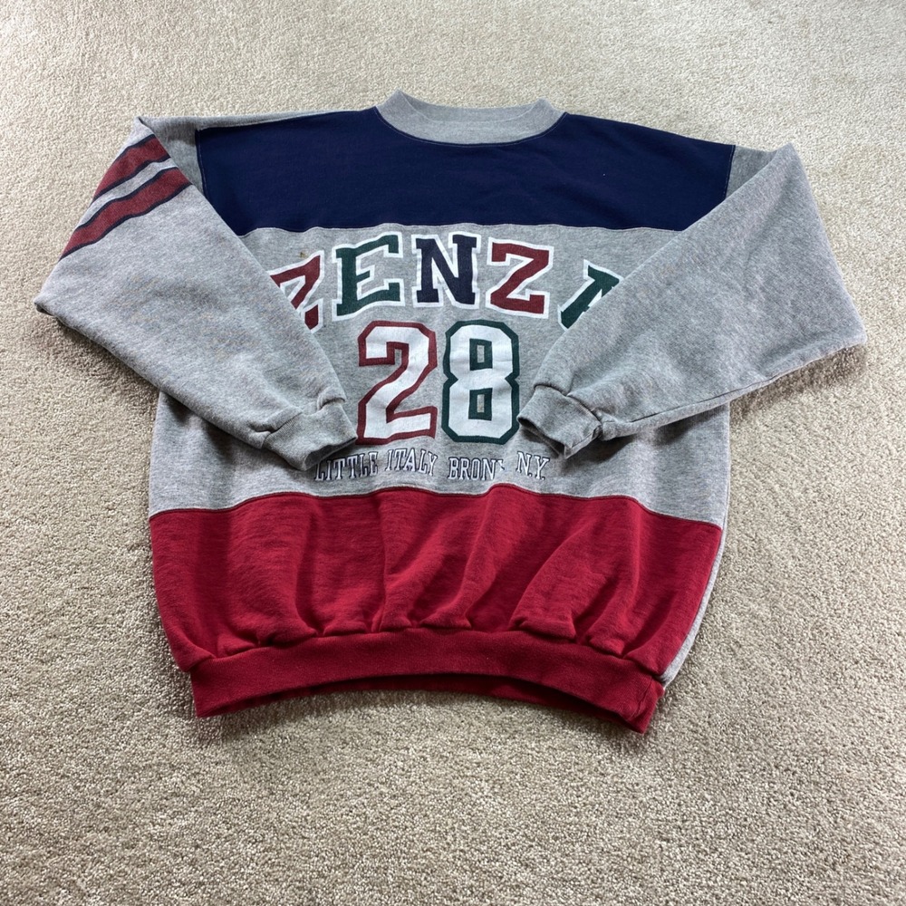 Zenza Sweatshirt Mens XL Gray Colorblock Good Little Italy Bronx NY 28 Graphic‎